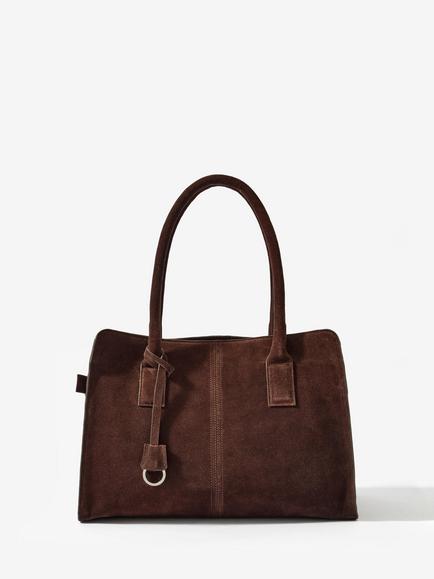 Mint Velvet Suede Tote Bag, Brown Multi Brown