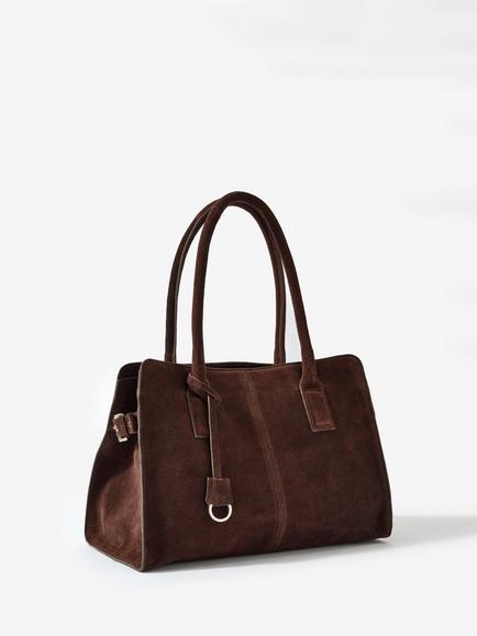 Mint Velvet Suede Tote Bag - view 2, Brown Multi Brown