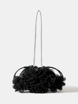 Mint Velvet Floral Drawstring Bag, Black