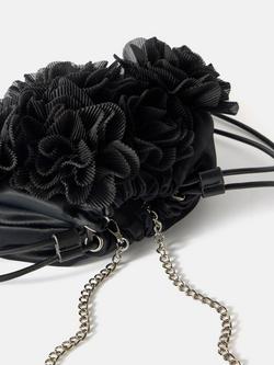 Mint Velvet Floral Drawstring Bag - view 2, Black