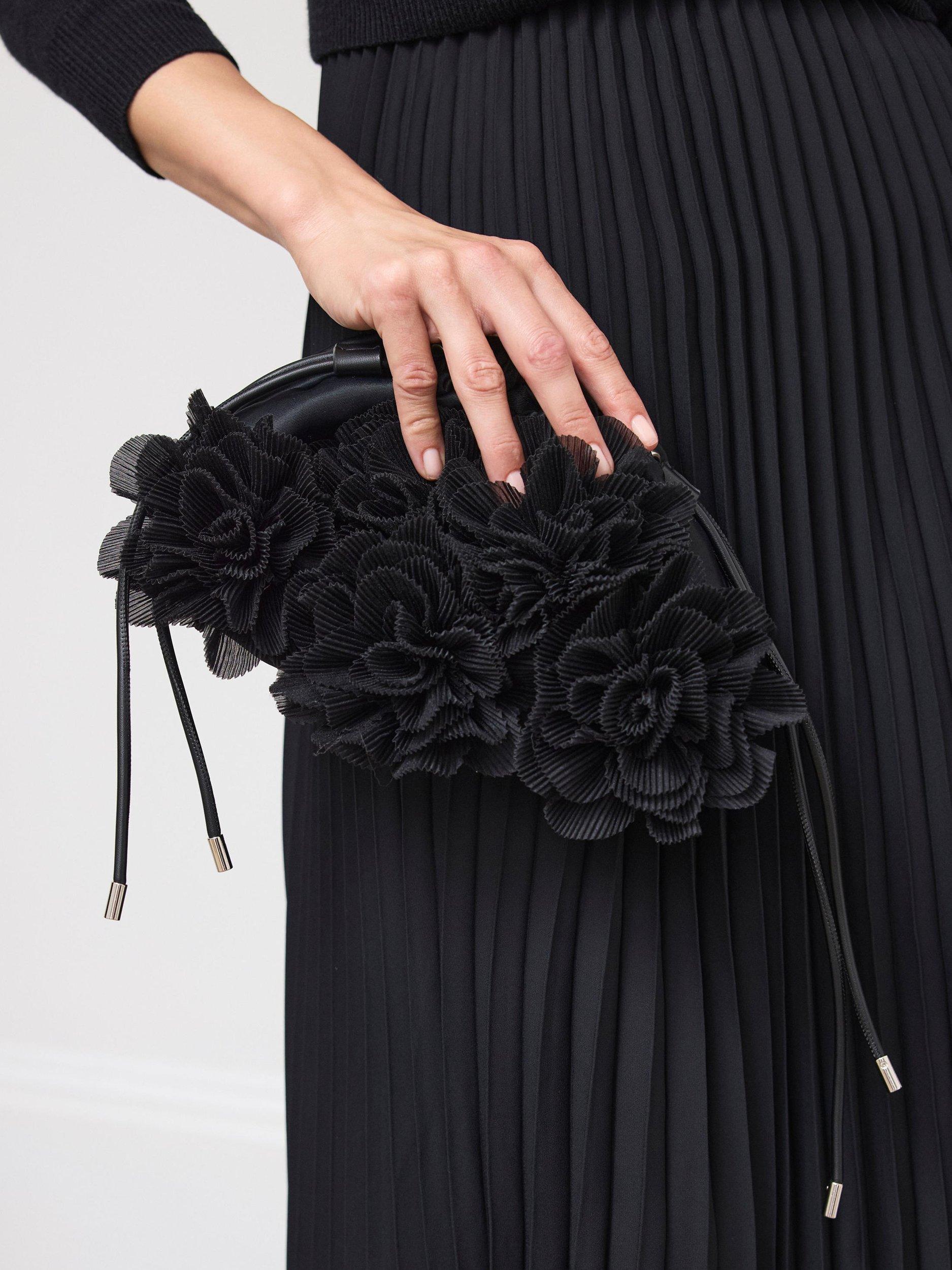 Product image 3 of 4, which shows Mint Velvet Floral Drawstring Bag, Black, One Size