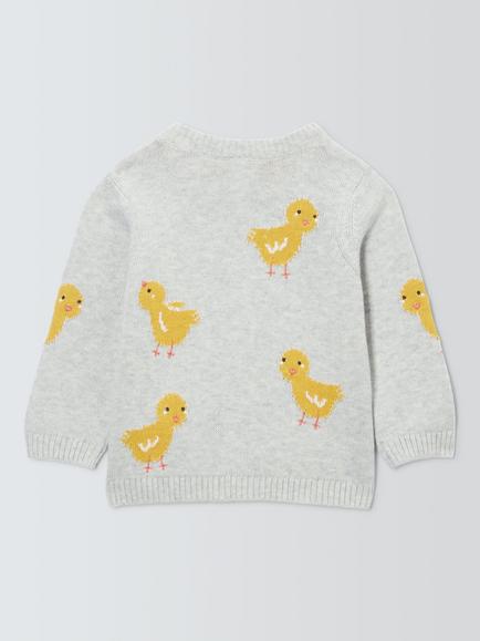 John Lewis Baby Cotton Easter Chick Jumper, Grey Marl - view 2, Grey Marl
