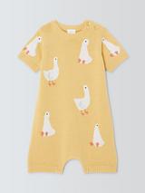 John Lewis Baby's Cotton Goose Knit Romper, Straw