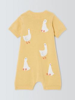 John Lewis Baby's Cotton Goose Knit Romper, Straw - view 2, Straw