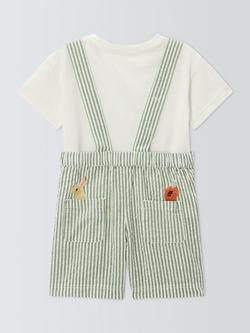 John Lewis Baby Easter Seersucker Stripe Bibshorts & T-Shirt Set, Smoke Green - view 2, Smoke Green
