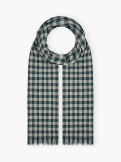 Brora Gingham Pure Cashmere Stole, Ivy/Ash