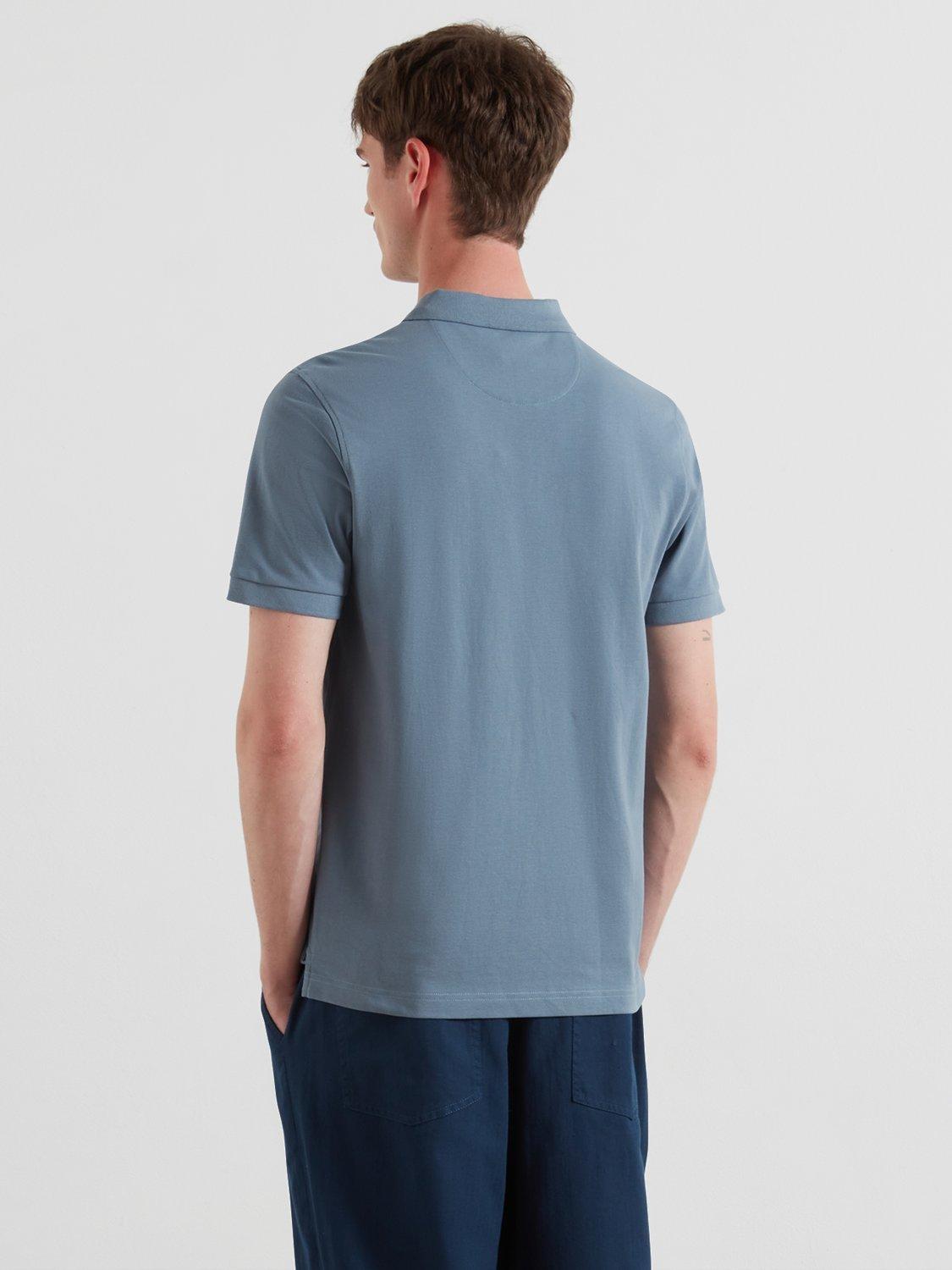 Product image 3 of 4, which shows Farah Blanes Short Sleeve Polo Top, Chalk Blue, S