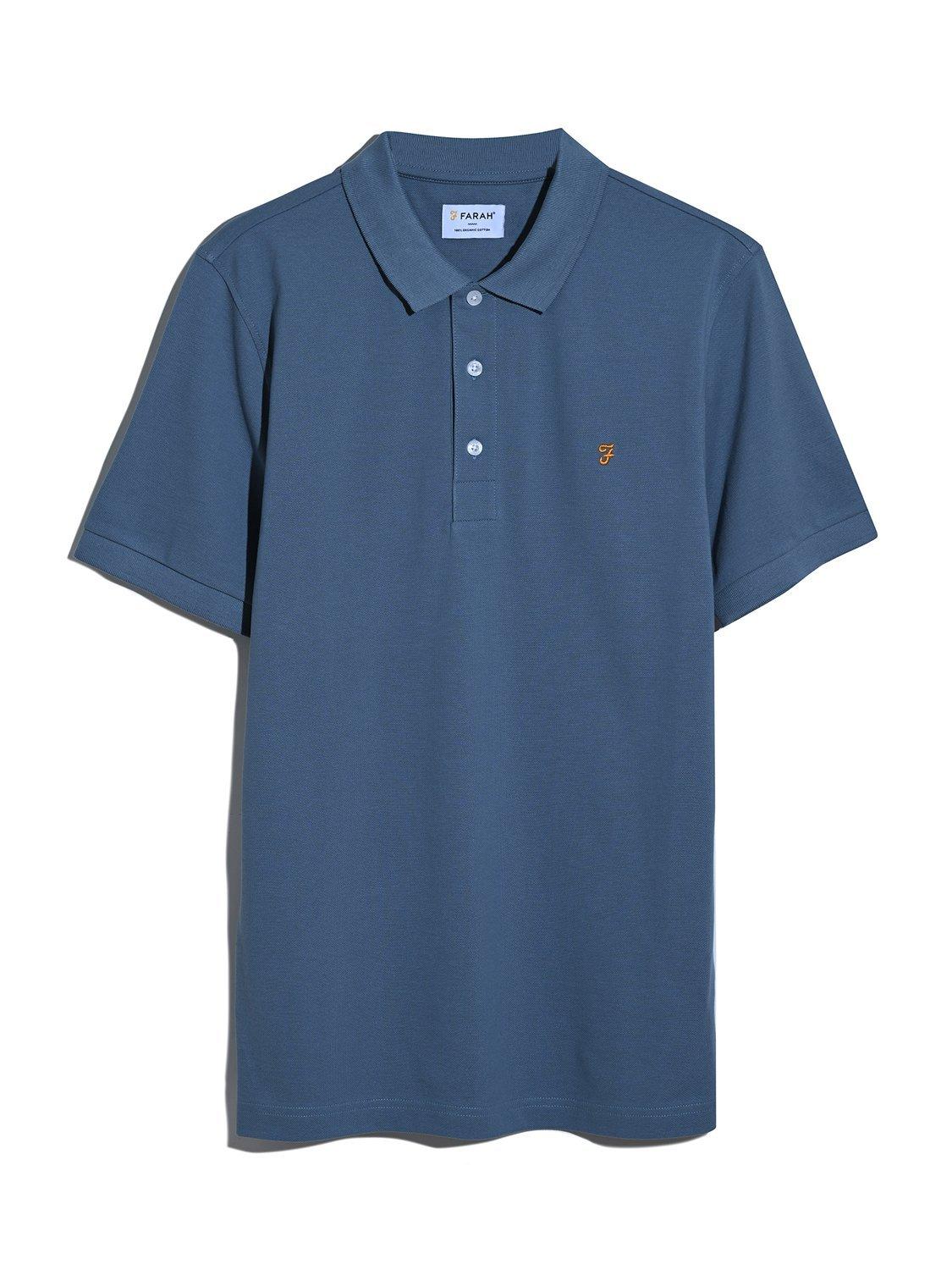 Product image 4 of 4, which shows Farah Blanes Short Sleeve Polo Top, Chalk Blue, S