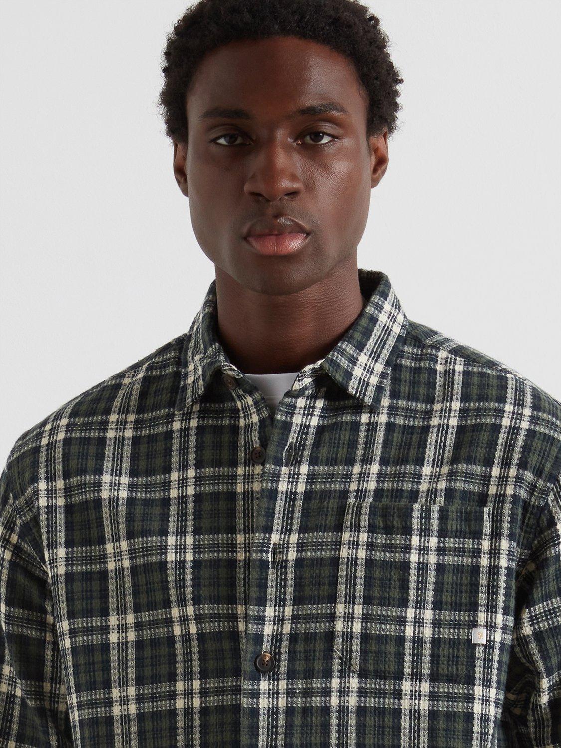 Product image 5 of 5, which shows Farah Check Cotton Shirt, Rosemary, S