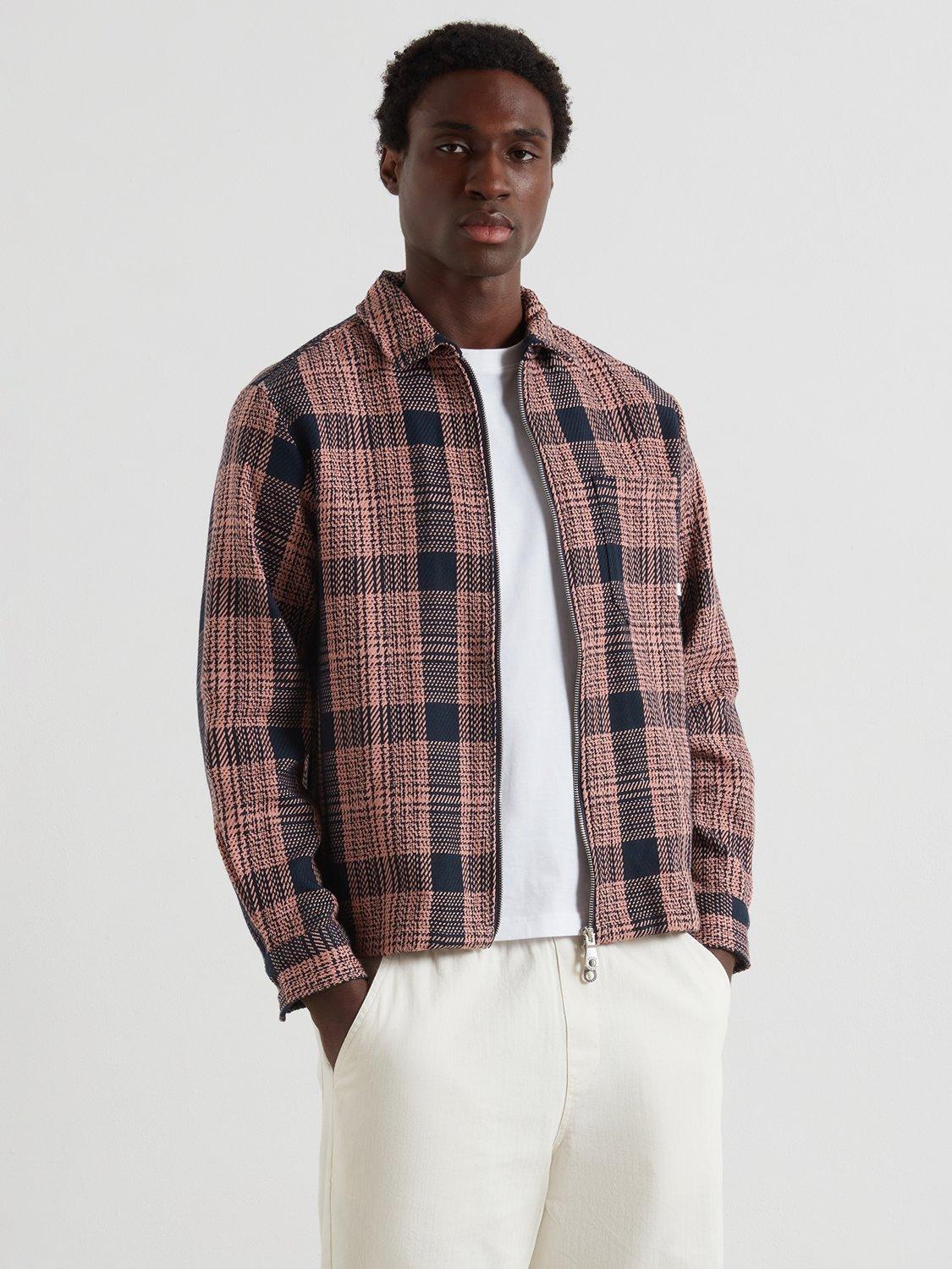 Product image 1 of 5, which shows Farah Zip Through Check Cotton Shirt, Multi, S