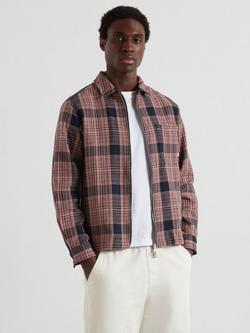Farah Zip Through Check Cotton Shirt, Multi, Multi