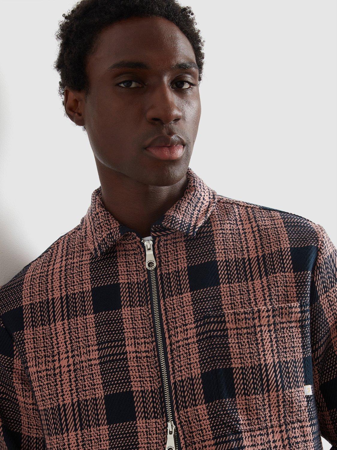 Product image 5 of 5, which shows Farah Zip Through Check Cotton Shirt, Multi, S