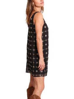 Traffic People Cabaret Cameo Embroidered Sleeveless V Neck Mini Dress - view 2, Black