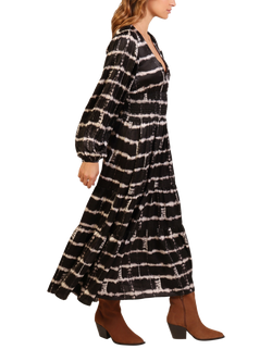 Traffic People Whispers Tiered Midi Dress, Black/White - view 2, Black/White