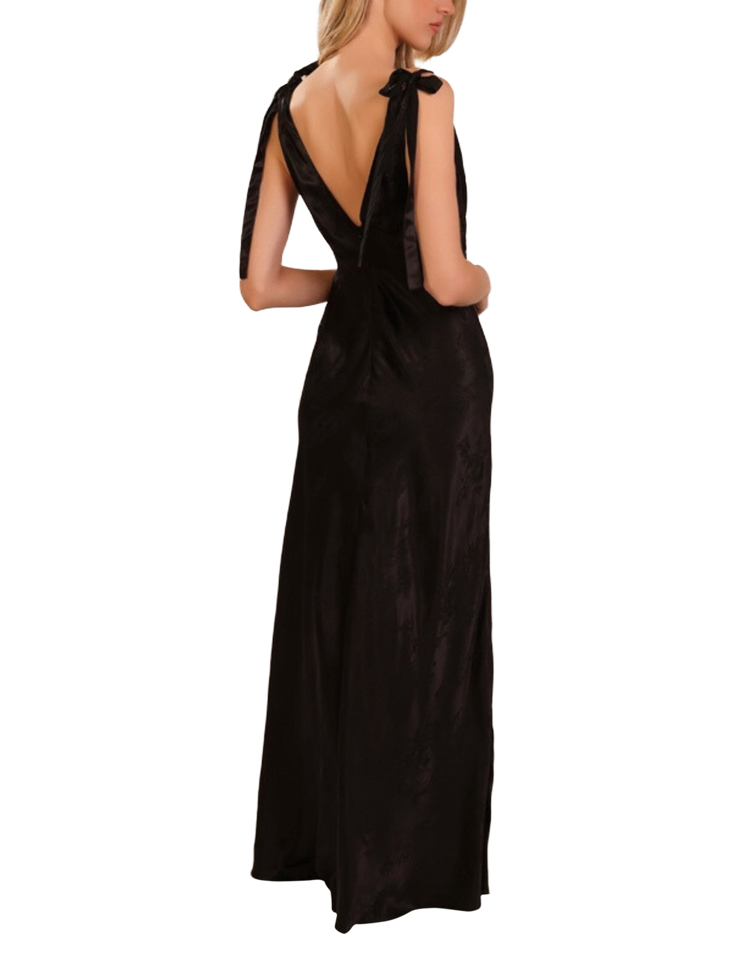 Product image 3 of 3, which shows Traffic People Grace Tie Strap Maxi Dress, Black, XS