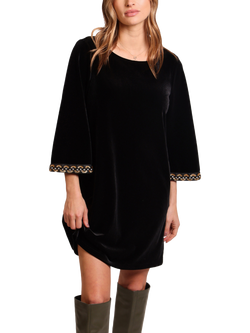 Traffic People Bloom Embellished Trumpet Sleeves Round Neck Mini Dress, Black