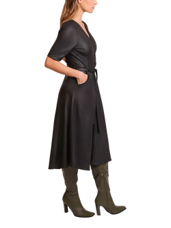 Traffic People Avengers Short Sleeve V Neck Midi Dress - view 2, Black
