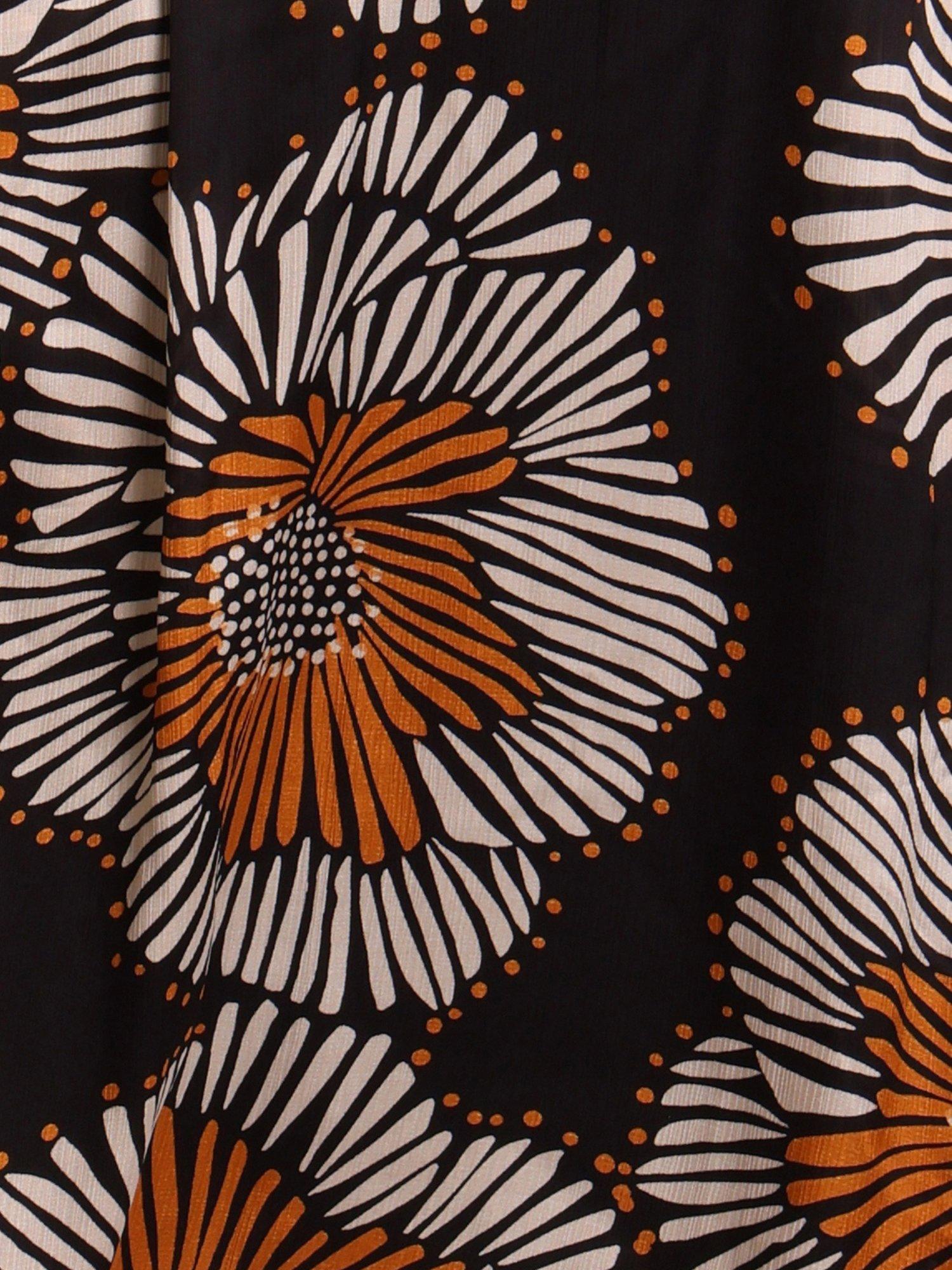 Product image 6 of 6, which shows Traffic People Hold On Madding Balloon Sleeve V Neck Blouse, Black/Multi, XS