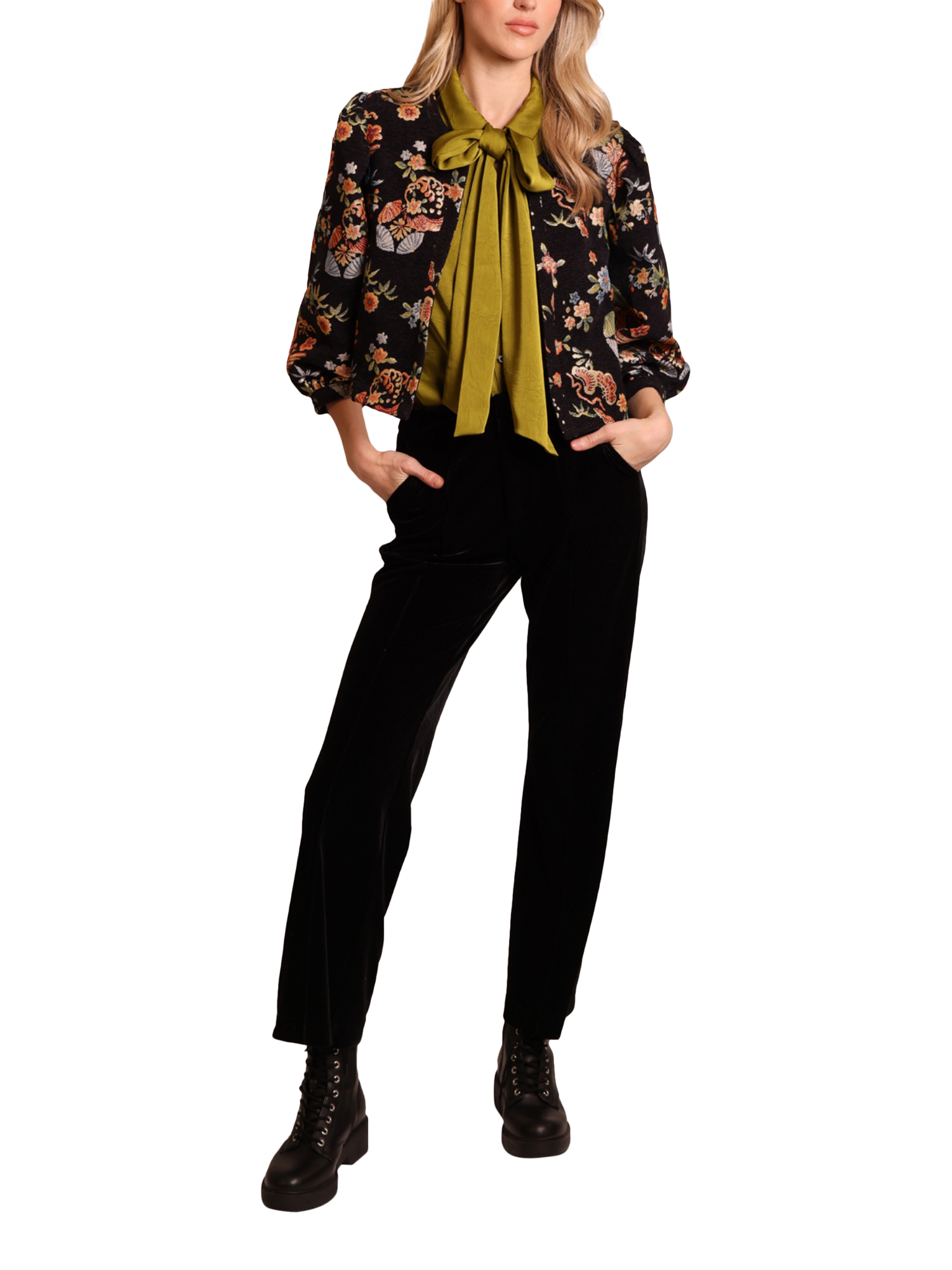 Product image 4 of 5, which shows Traffic People Revenge Long Sleeve V Neck Blouse, Green, XS