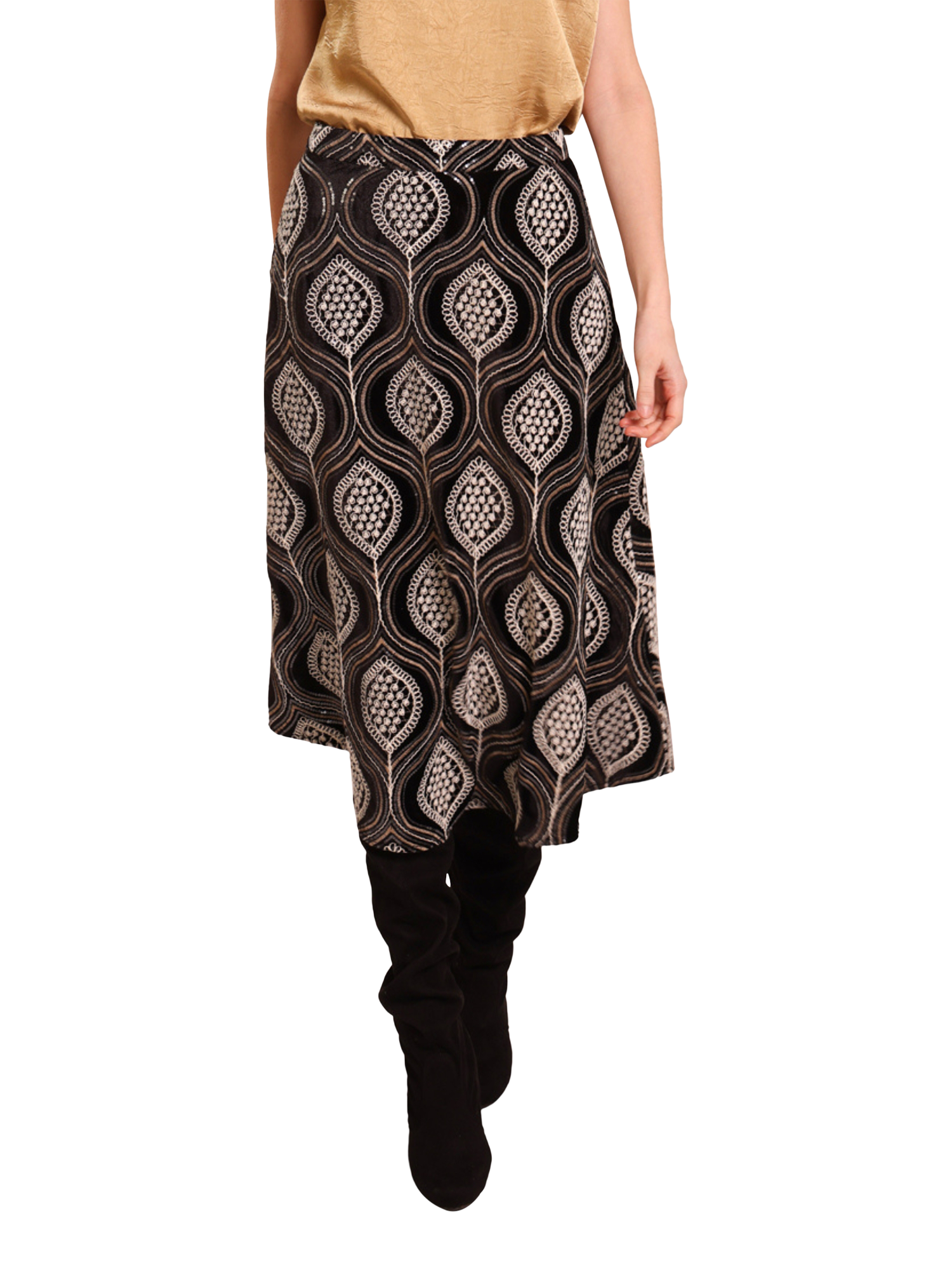 Product image 1 of 6, which shows Traffic People LoveAndAnarchy Embellished Midi Skirt, Black/Multi, XS