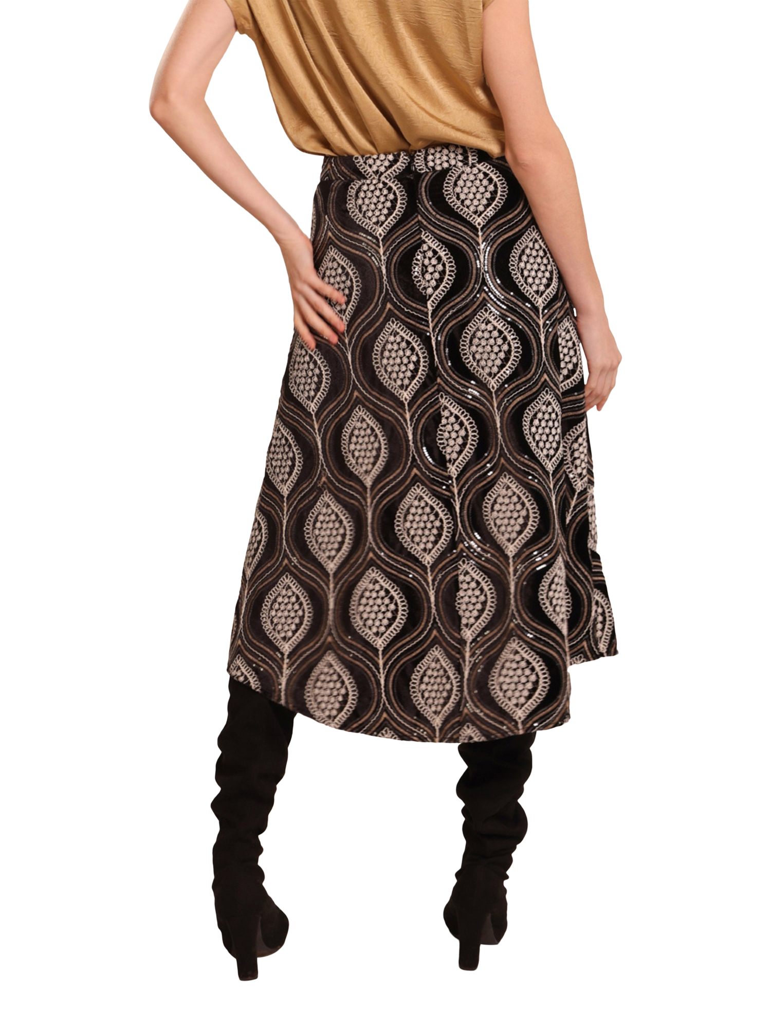 Product image 3 of 6, which shows Traffic People LoveAndAnarchy Embellished Midi Skirt, Black/Multi, XS