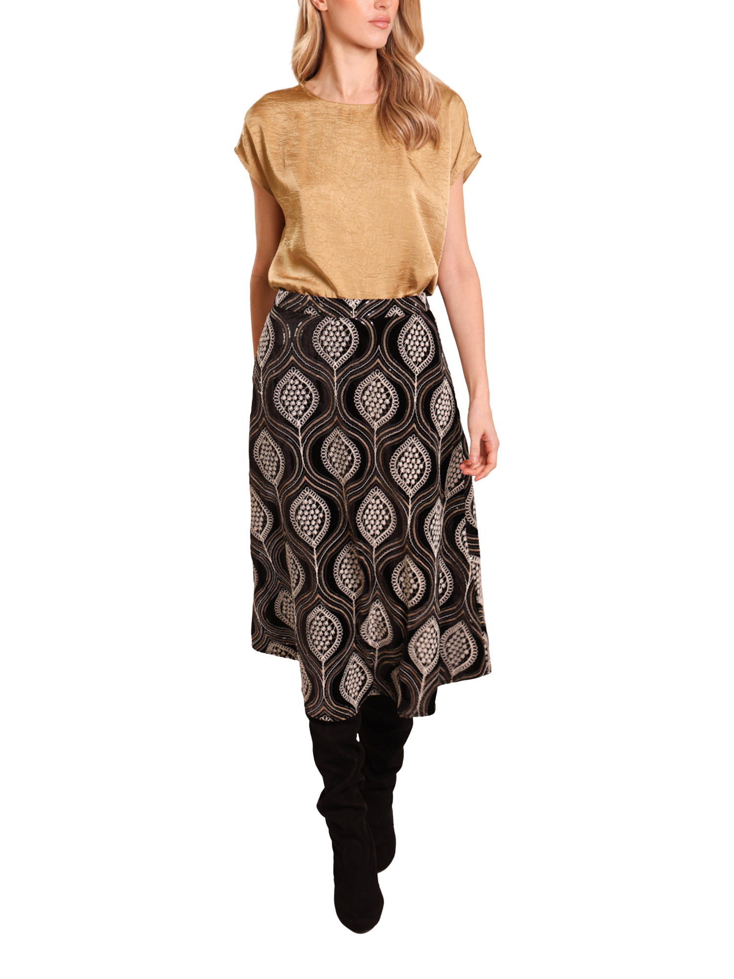 Product image 4 of 6, which shows Traffic People LoveAndAnarchy Embellished Midi Skirt, Black/Multi, XS