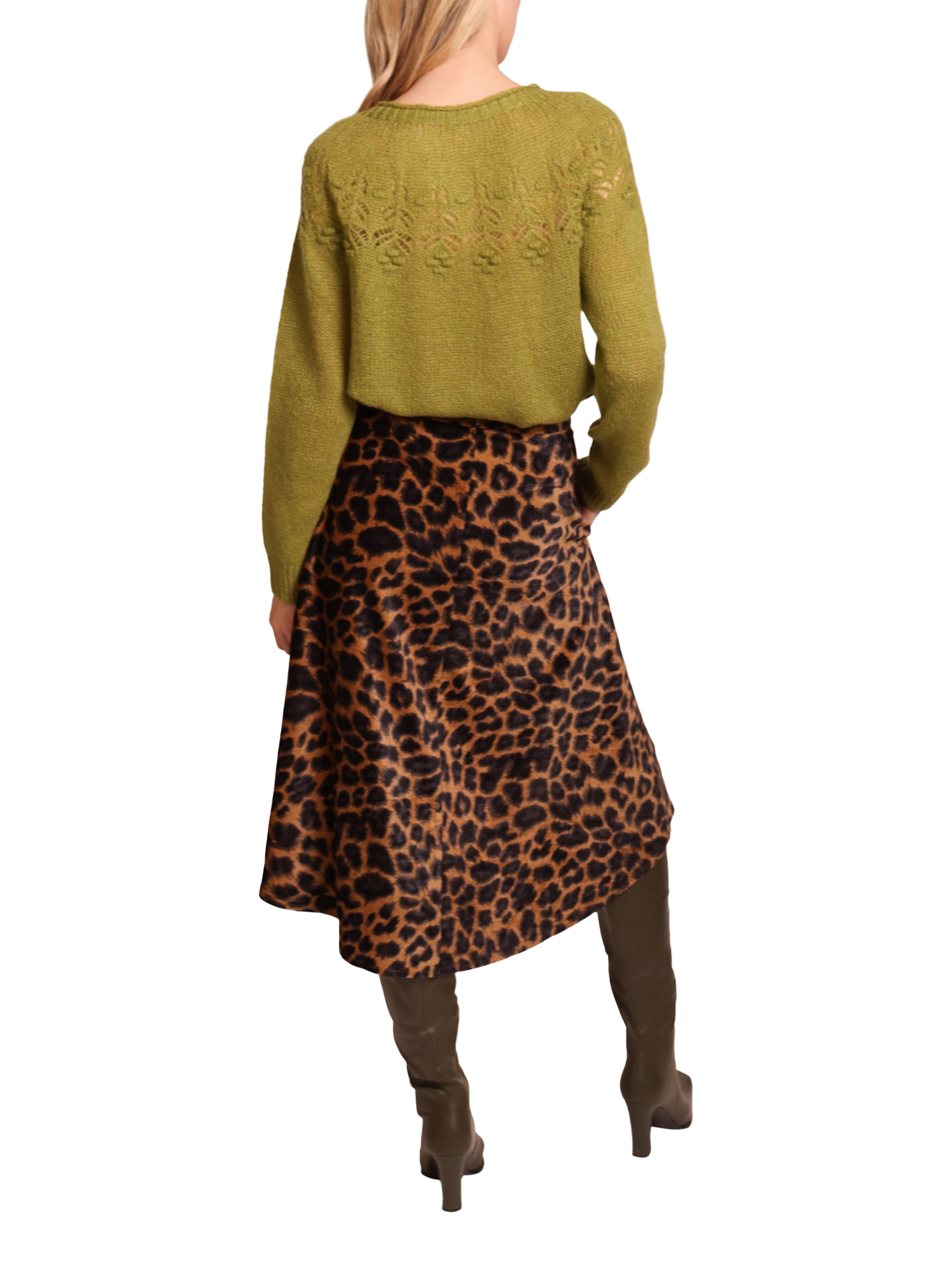 Product image 4 of 6, which shows Traffic People Anarchy Leopard Print Midi Skirt, Multi, XS