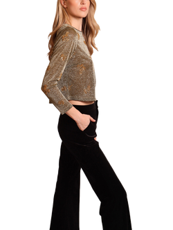 Traffic People Marge Abandoned Embellished Top, Gold - view 2, Gold