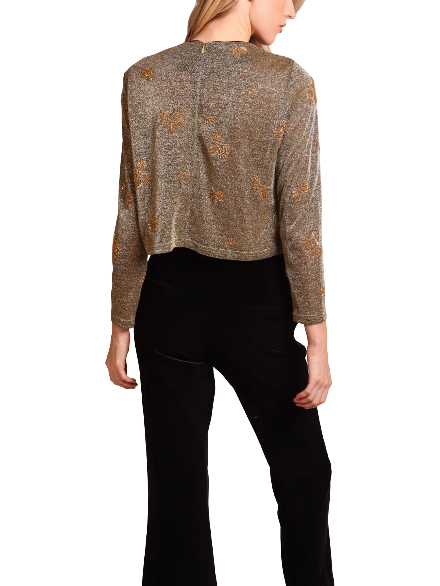 Product image 3 of 4, which shows Traffic People Marge Abandoned Embellished Top, Gold, XS