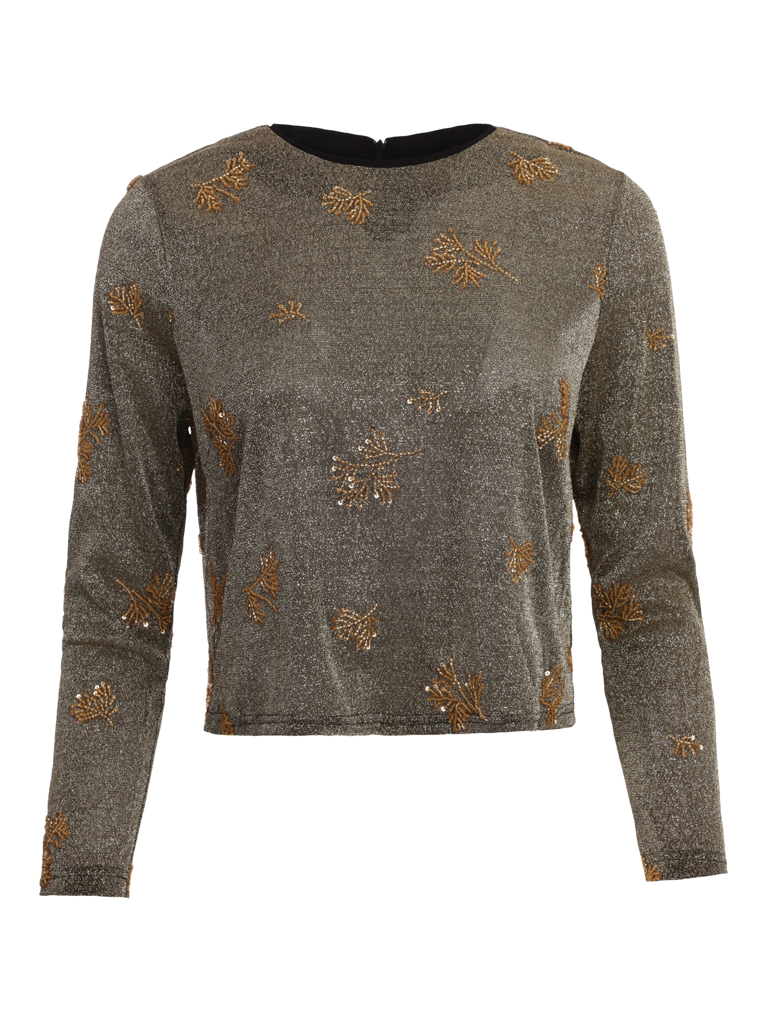 Product image 4 of 4, which shows Traffic People Marge Abandoned Embellished Top, Gold, XS