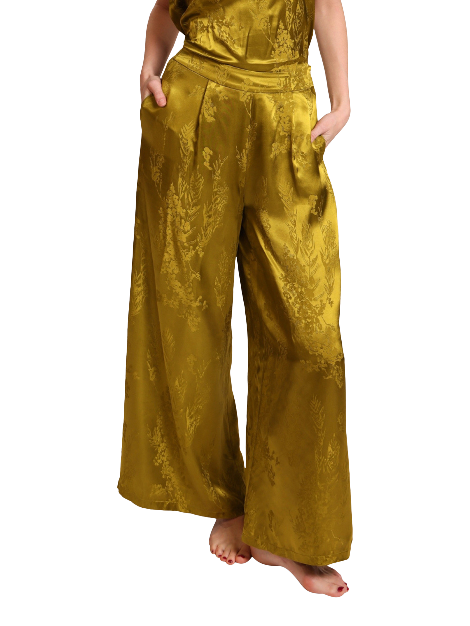 Product image 1 of 7, which shows Traffic People Fromadis Evie Wide Leg Trousers, Olive, XS