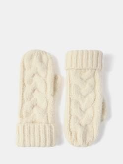Mint Velvet Cable Knit Mittens, Natural Stone, Natural Stone
