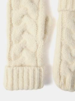 Mint Velvet Cable Knit Mittens, Natural Stone - view 2, Natural Stone