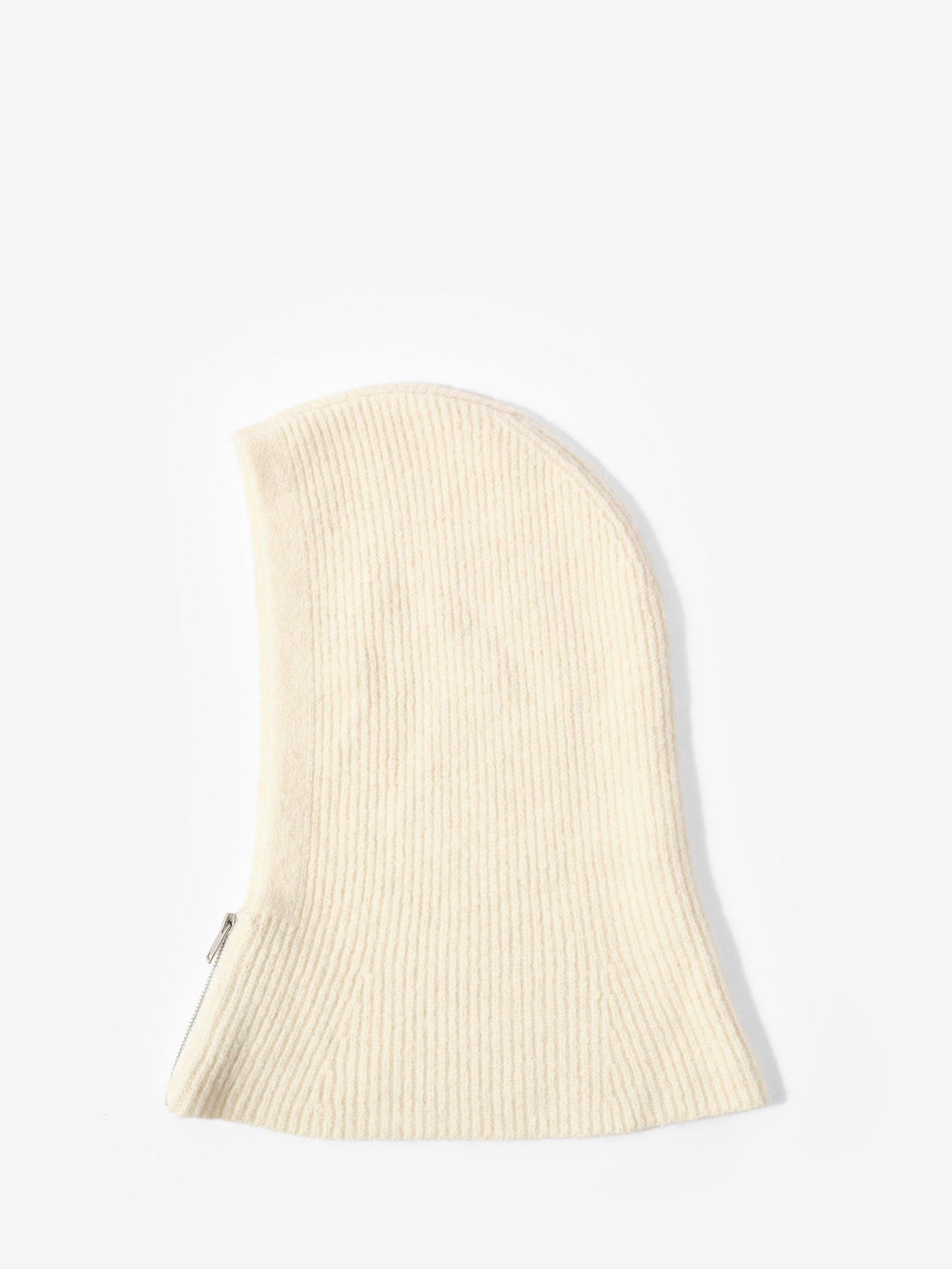 Product image 1 of 2, which shows Mint Velvet Wool Blend Ribbed Knitted Hood, White Ivory, One Size