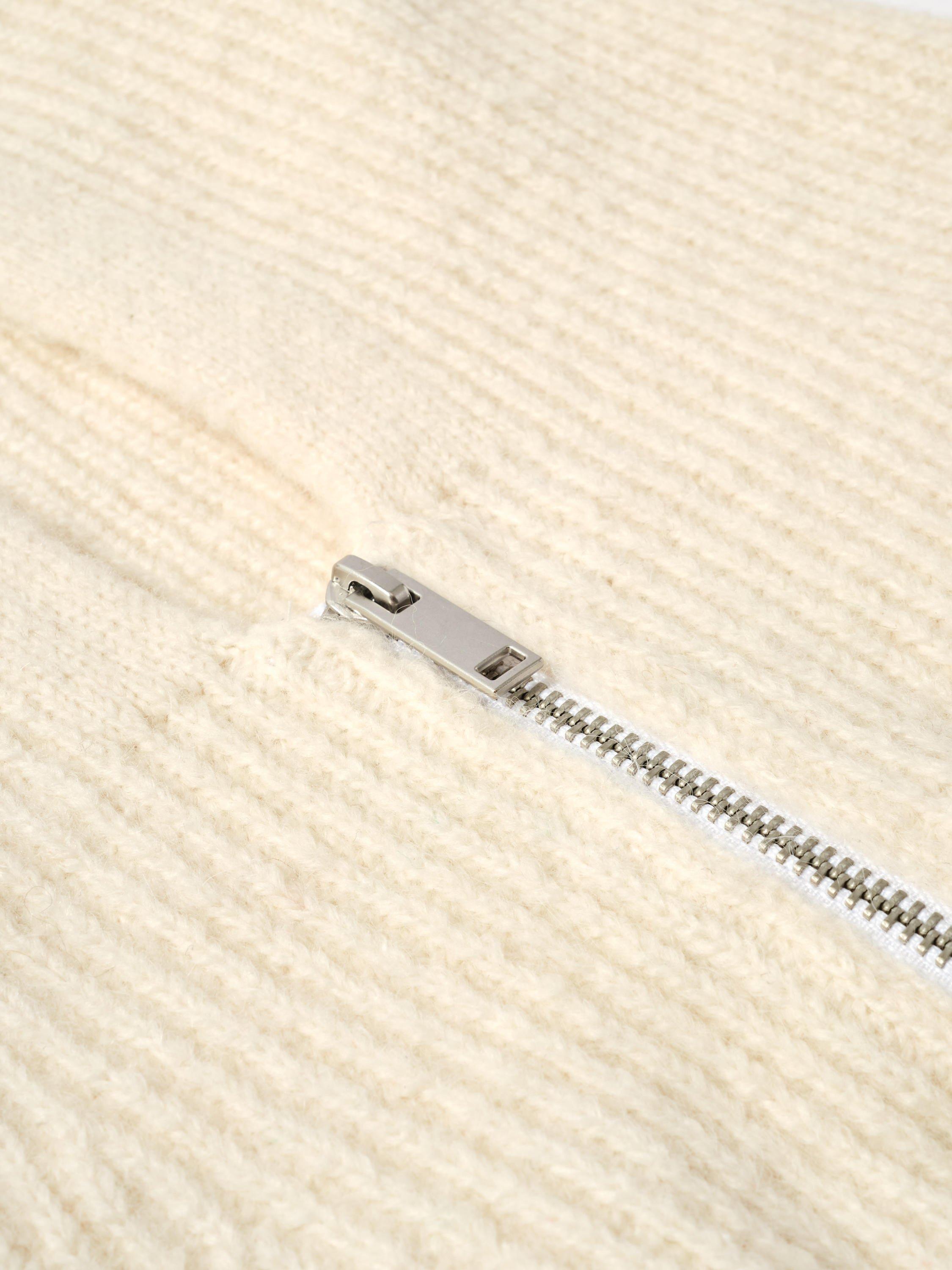 Product image 2 of 2, which shows Mint Velvet Wool Blend Ribbed Knitted Hood, White Ivory, One Size