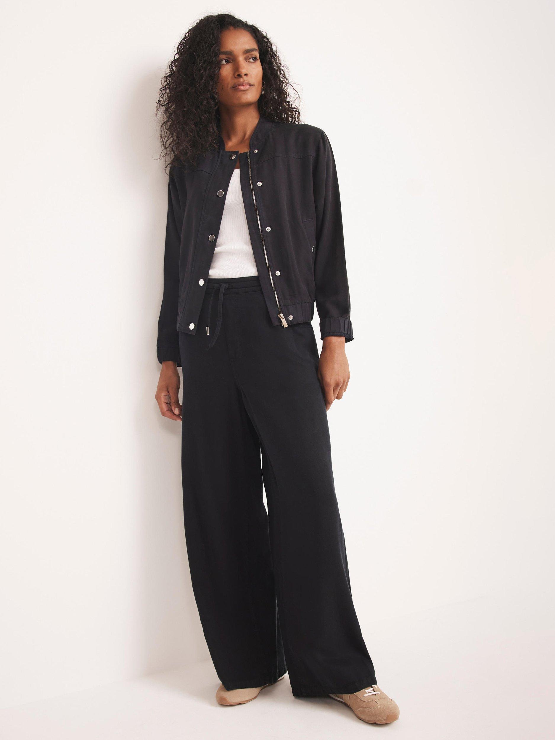 Product image 5 of 8, which shows Mint Velvet Washed Bomber Jacket, Blue Navy, XS