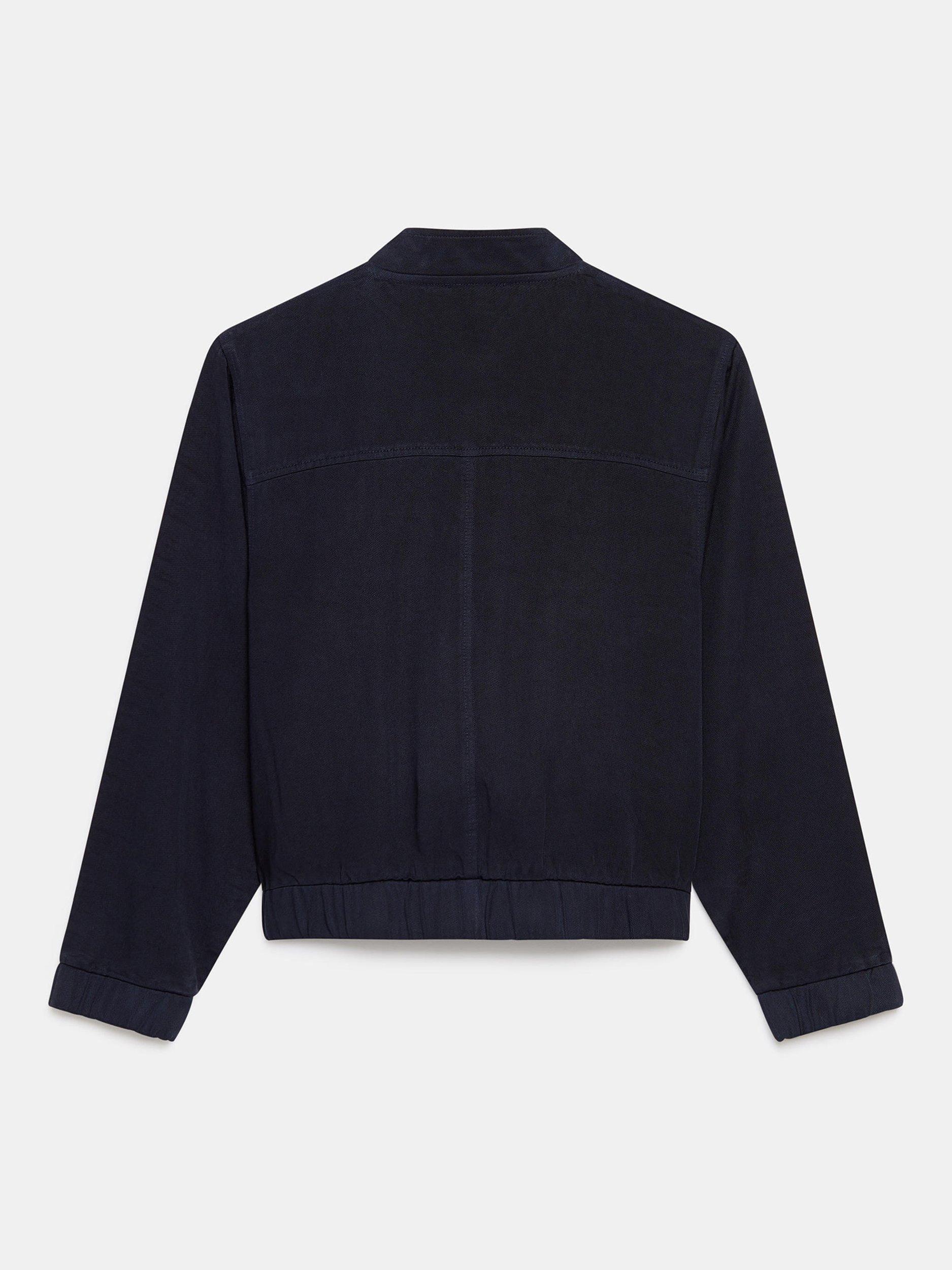 Product image 7 of 8, which shows Mint Velvet Washed Bomber Jacket, Blue Navy, XS