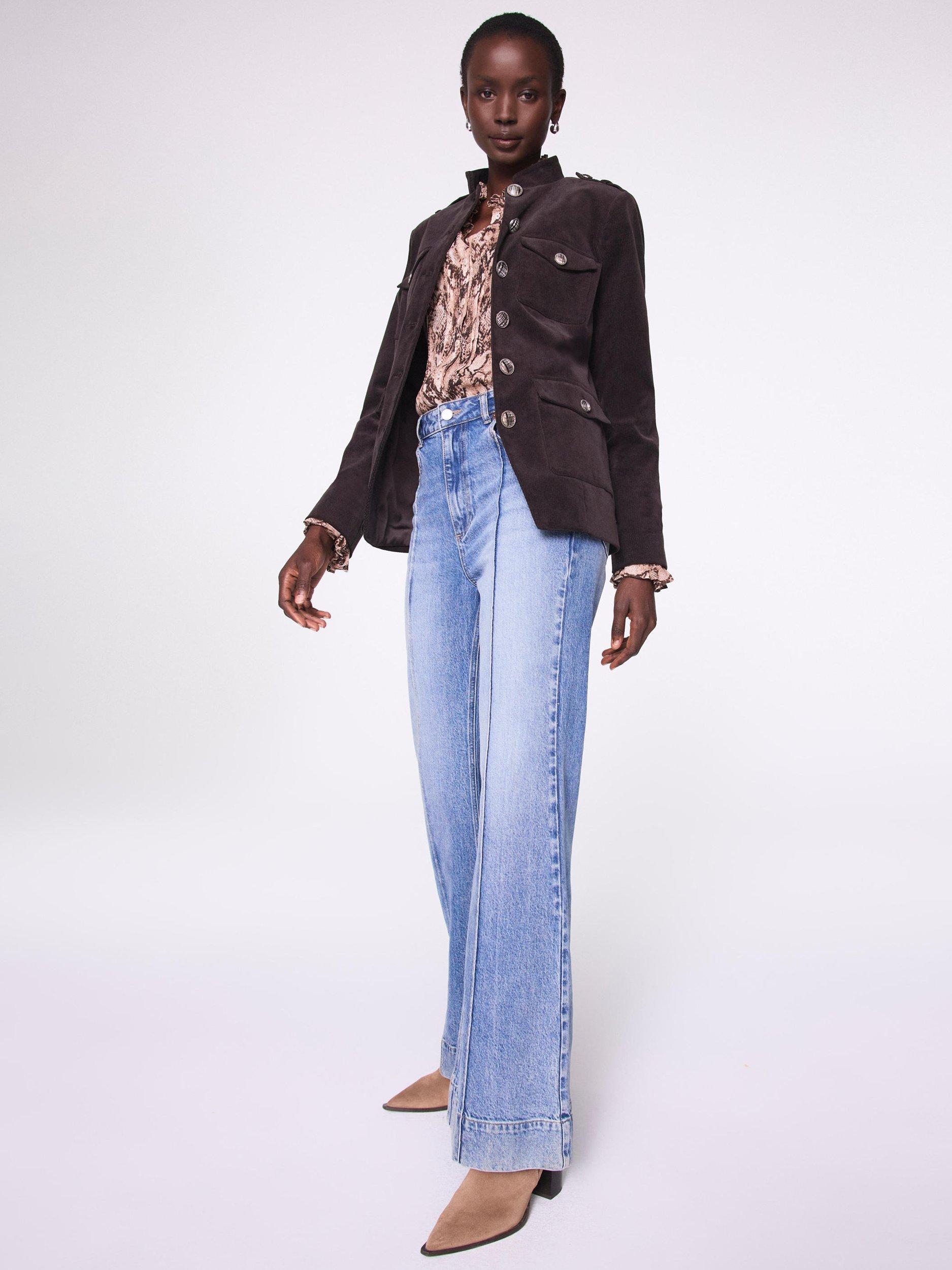 Product image 2 of 8, which shows Mint Velvet Corduroy Military Jacket, Brown, XS