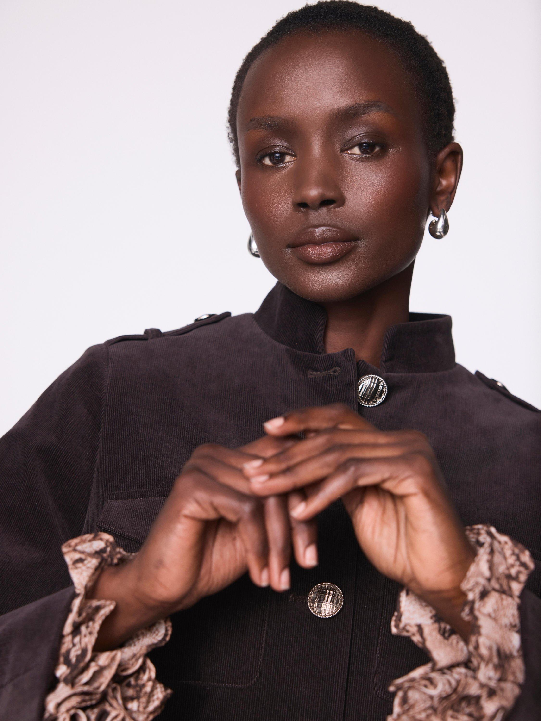 Product image 5 of 8, which shows Mint Velvet Corduroy Military Jacket, Brown, XS