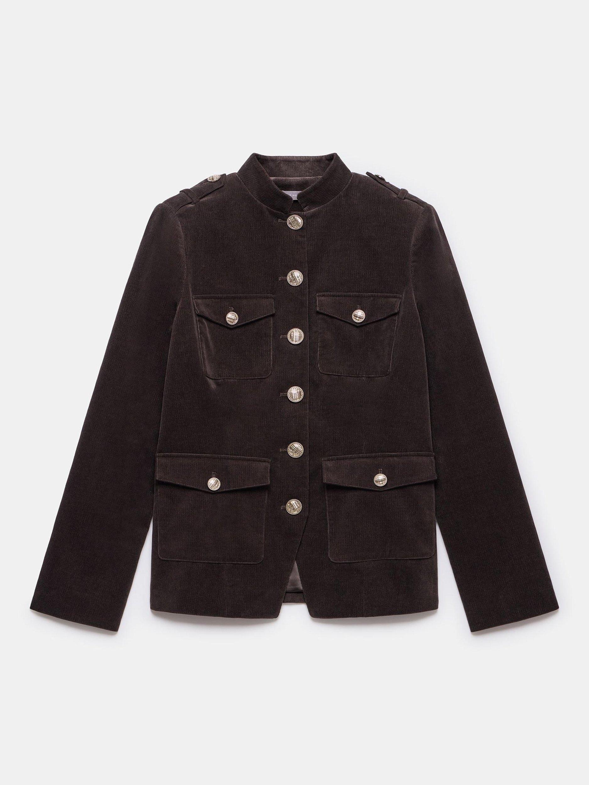 Product image 7 of 8, which shows Mint Velvet Corduroy Military Jacket, Brown, XS