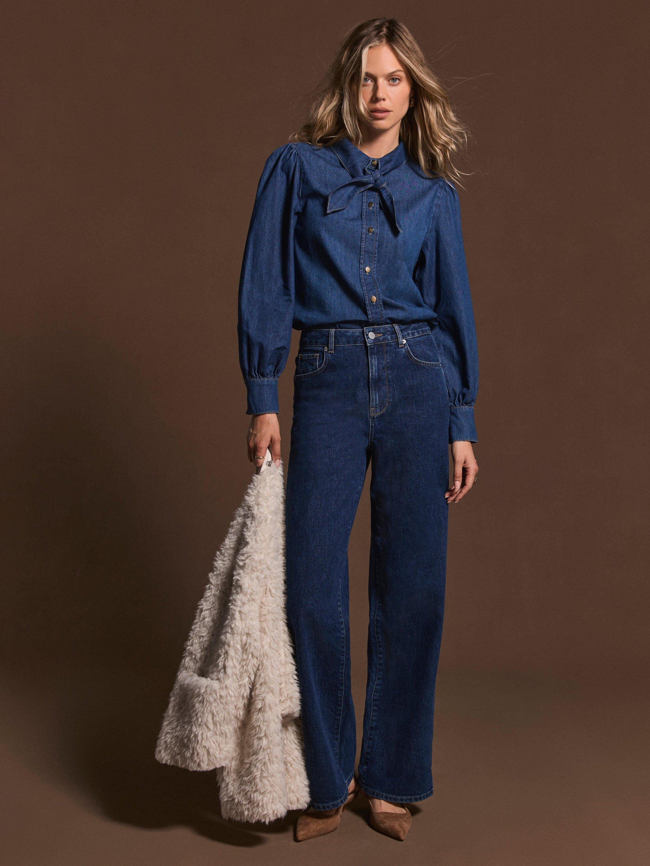 Product image 2 of 8, which shows Mint Velvet Workable Wide Leg Jeans, Blue Navy, 6R