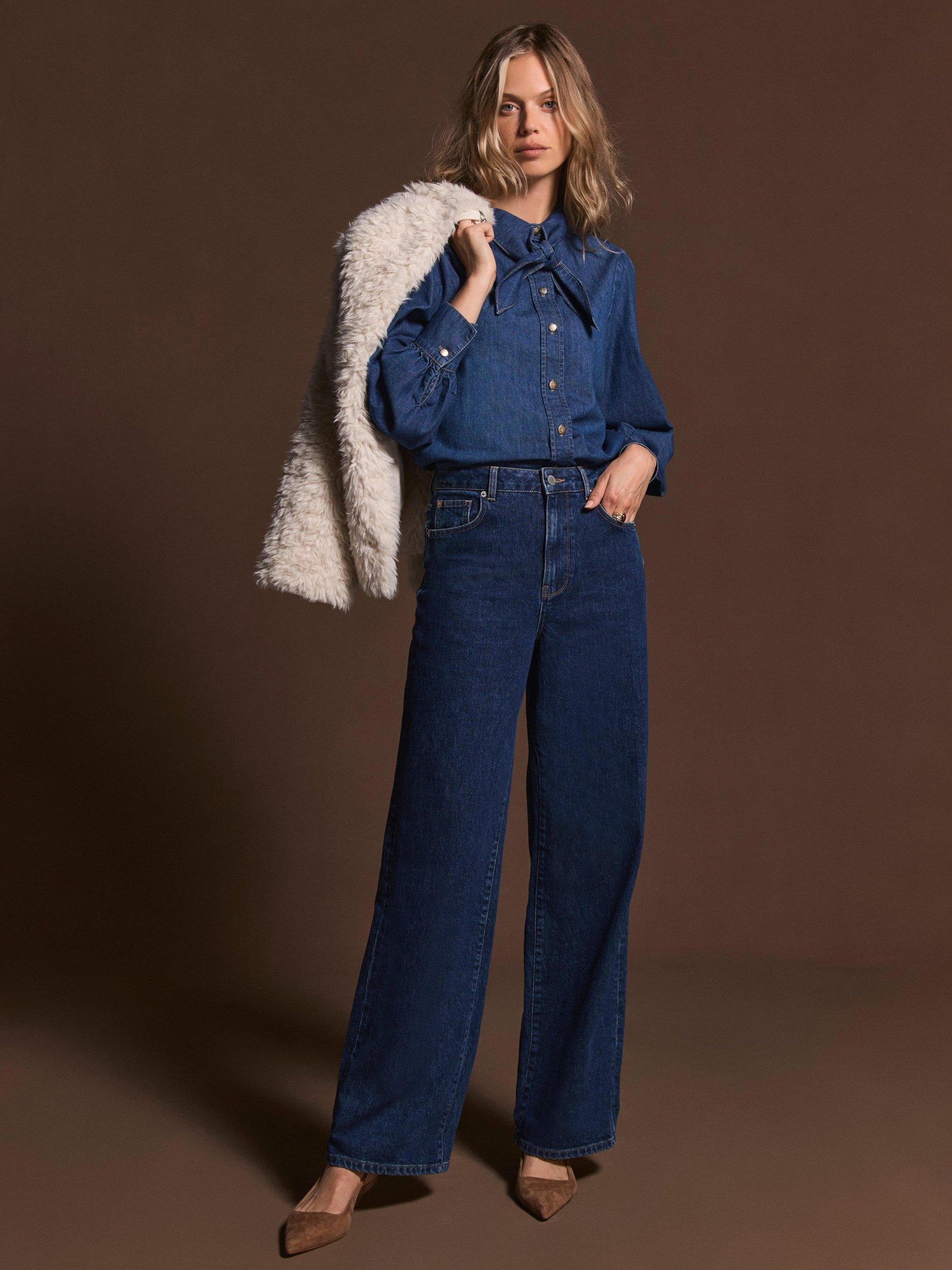 Product image 5 of 8, which shows Mint Velvet Workable Wide Leg Jeans, Blue Navy, 6R
