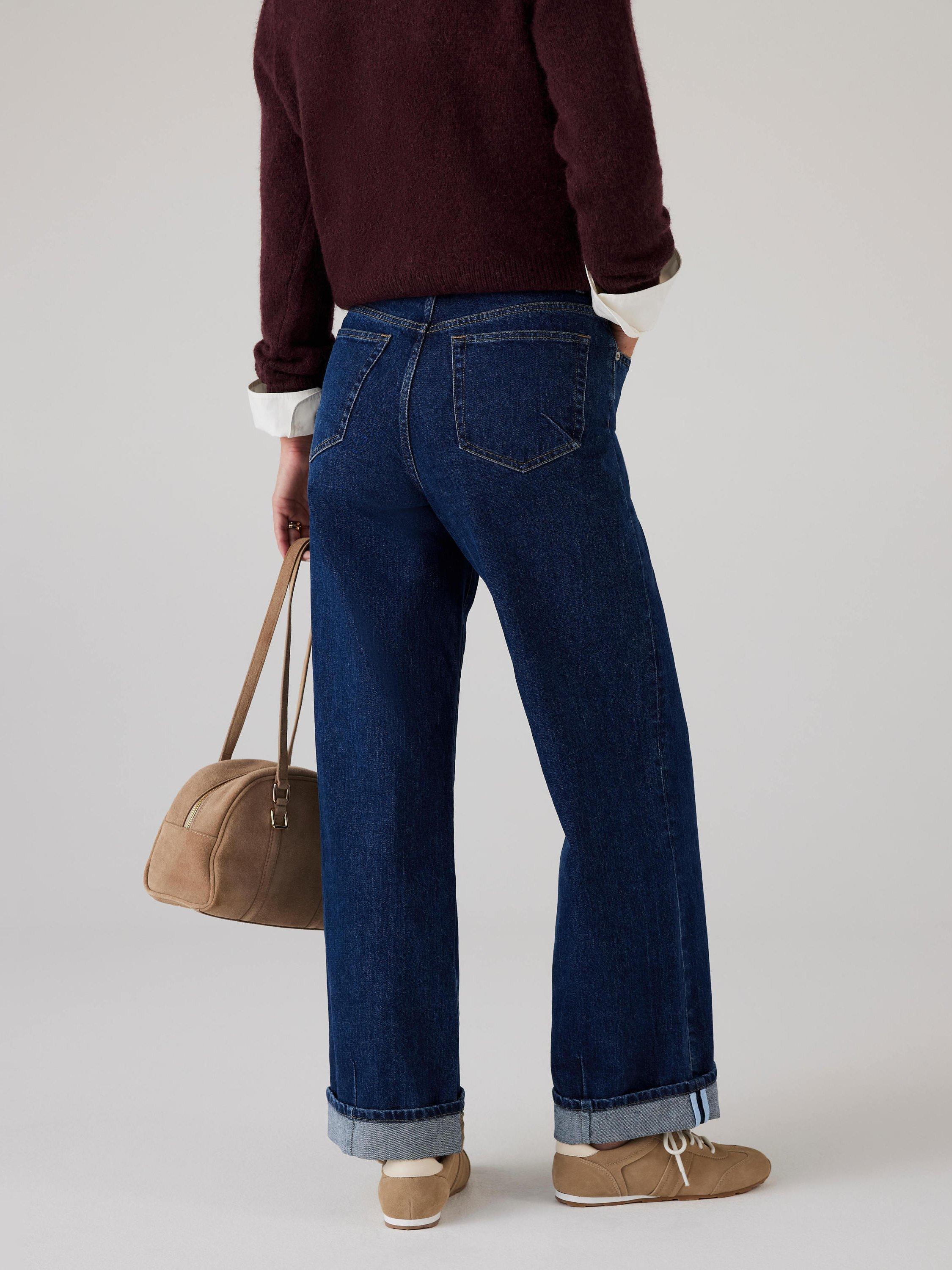 Product image 6 of 8, which shows Mint Velvet Workable Wide Leg Jeans, Blue Navy, 6R