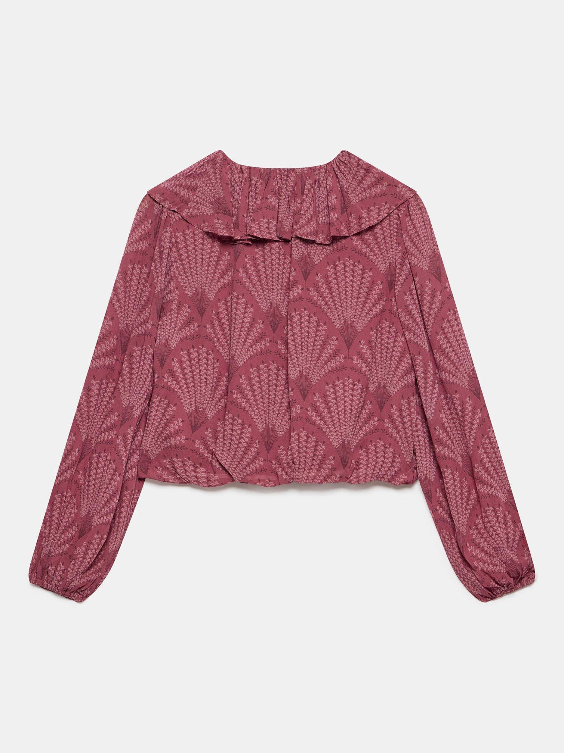 Product image 8 of 8, which shows Mint Velvet Floral Print Tie Neck Blouse, Red Burgundy, S
