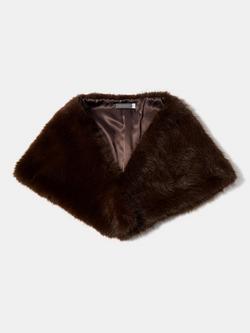 Mint Velvet Triangle Faux Fur Scarf, Brown, Brown