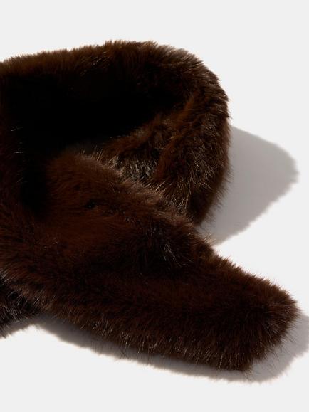 Mint Velvet Triangle Faux Fur Scarf, Brown - view 2, Brown