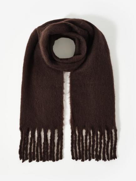 Mint Velvet Brushed Tassel Scarf, Brown