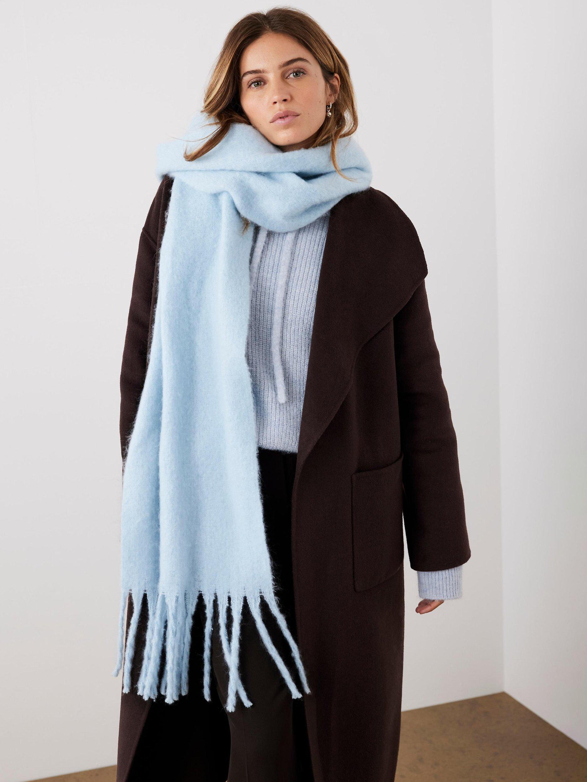 Mint Velvet Brushed Tassel Scarf, Blue, One Size