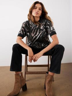 Mint Velvet Zebra Wool Rich Knit Top, Natural/Multi, Natural/Multi