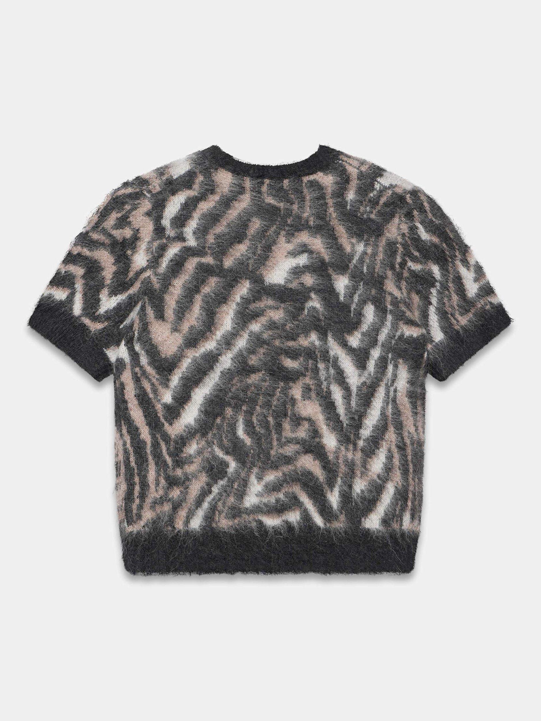 Product image 8 of 9, which shows Mint Velvet Zebra Wool Rich Knit Top, Natural/Multi, M